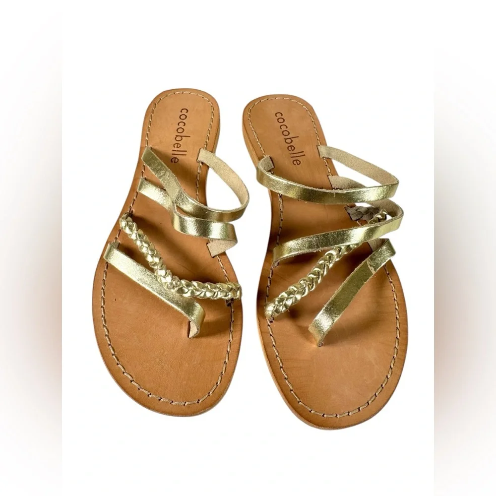 Cocobelle Gold Strappy Leather Sandals